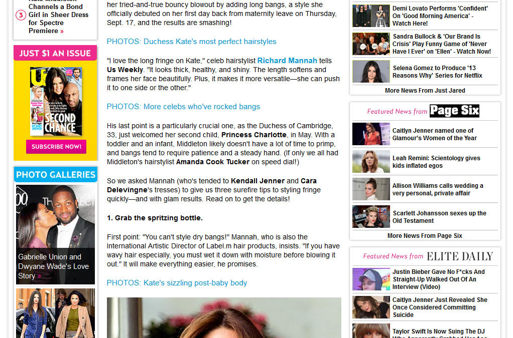 International Hairstylist Richard Mannah shares styling tips with Us Weekly.”